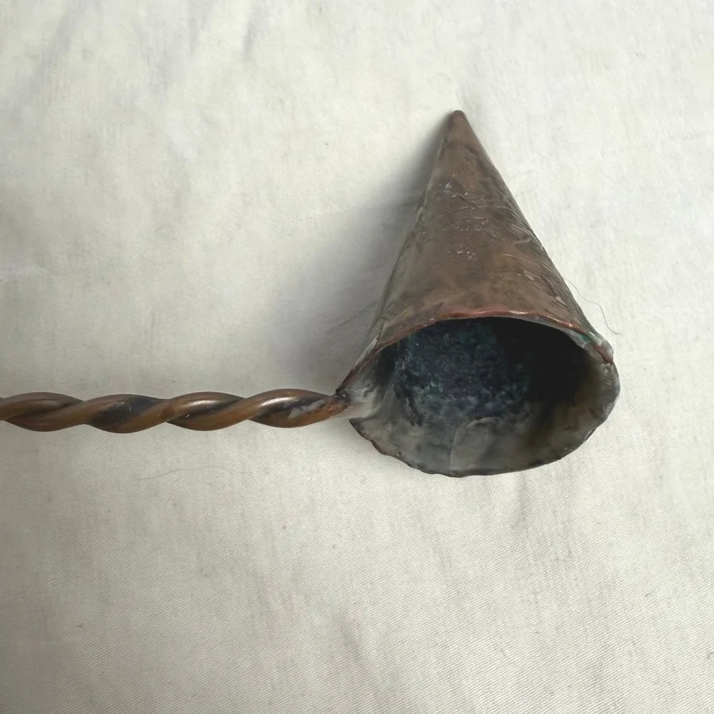 VTG Hand Forged Copper Candle Snuffer Hand-Twisted Wire Handle Cone Extinguisher